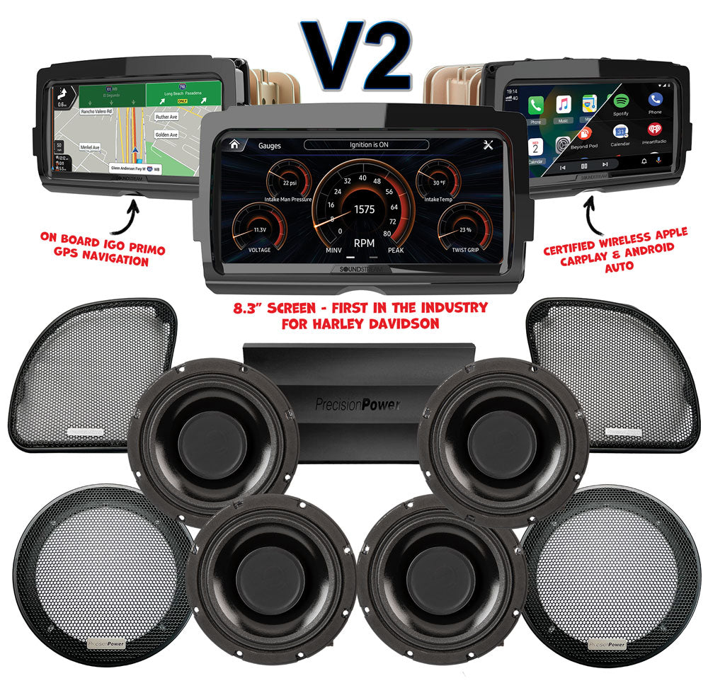 Precision Power HTW Stage 4 Plug & Play Amp And Speaker Package With SoundStream Reserve V2 Radio For 2015-2023 Harley Davidson® Road Glide
