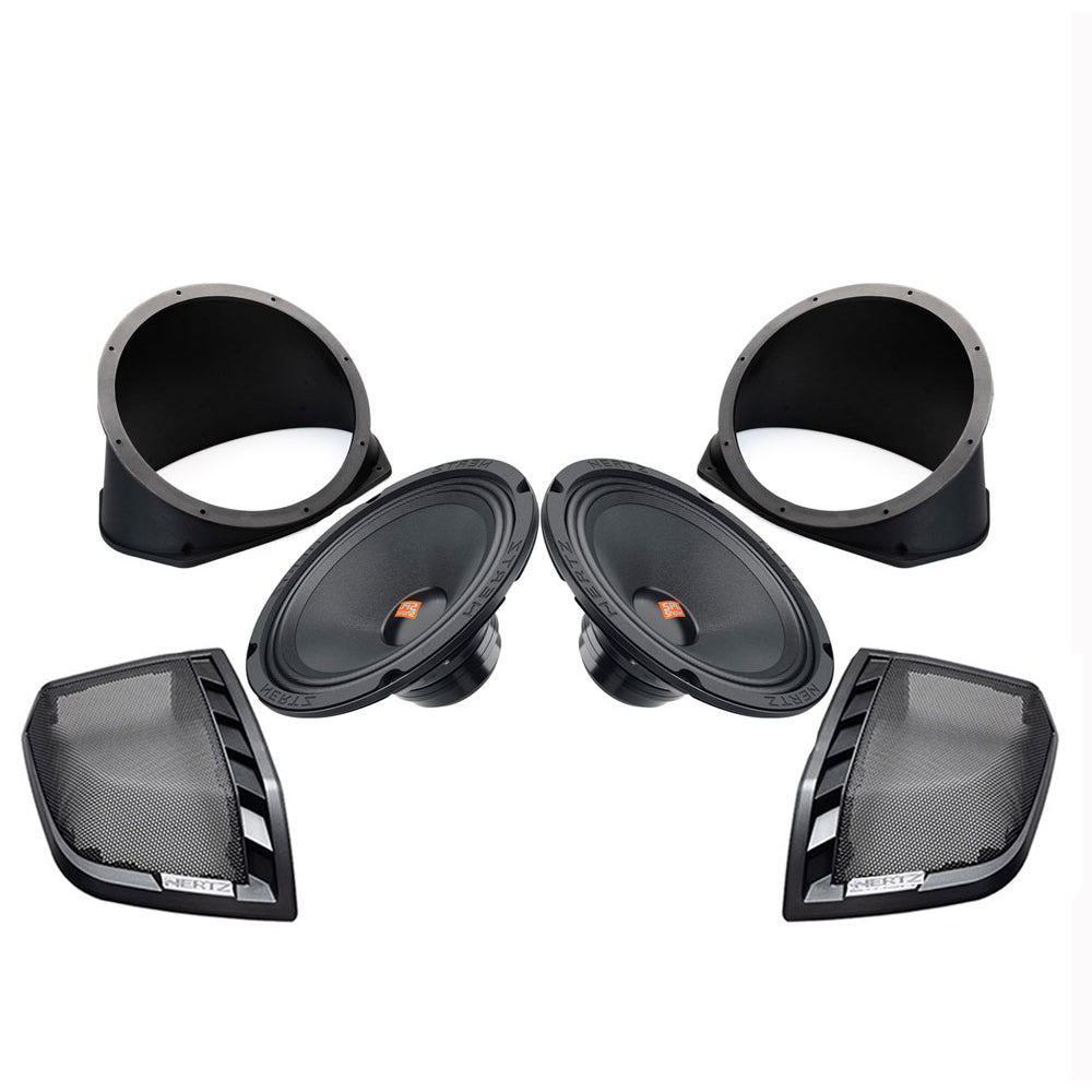 Hertz 8″ SV200NEO Speakers + IP-6×9-8 Speaker Adapters + Cut Kits For 2014-2023 Harley Davidson® Touring Motorcycles