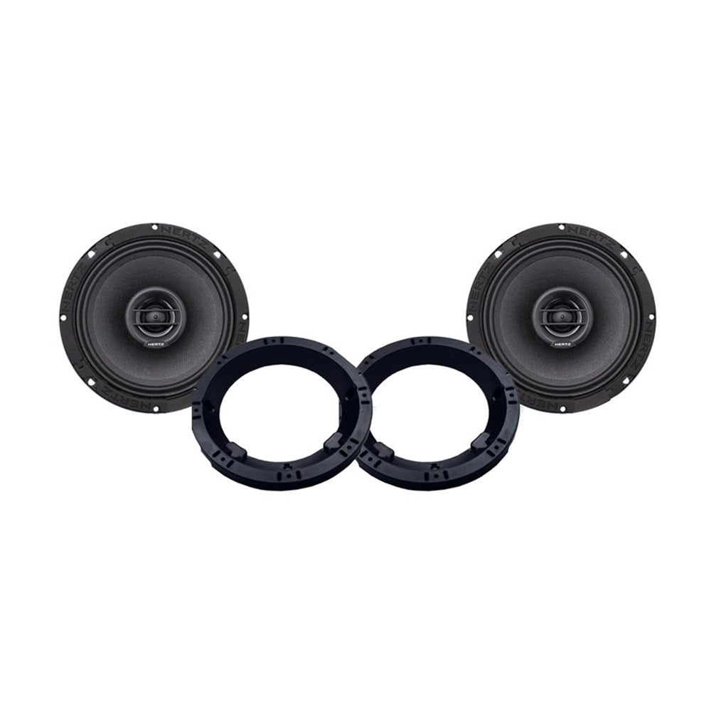 Hertz SX165NEO 6.5" Coaxial Speakers With American Hard Bag IP-5.25-6.5 Adapter Set For 1998-2013 Harley Davidson® Motorcycles