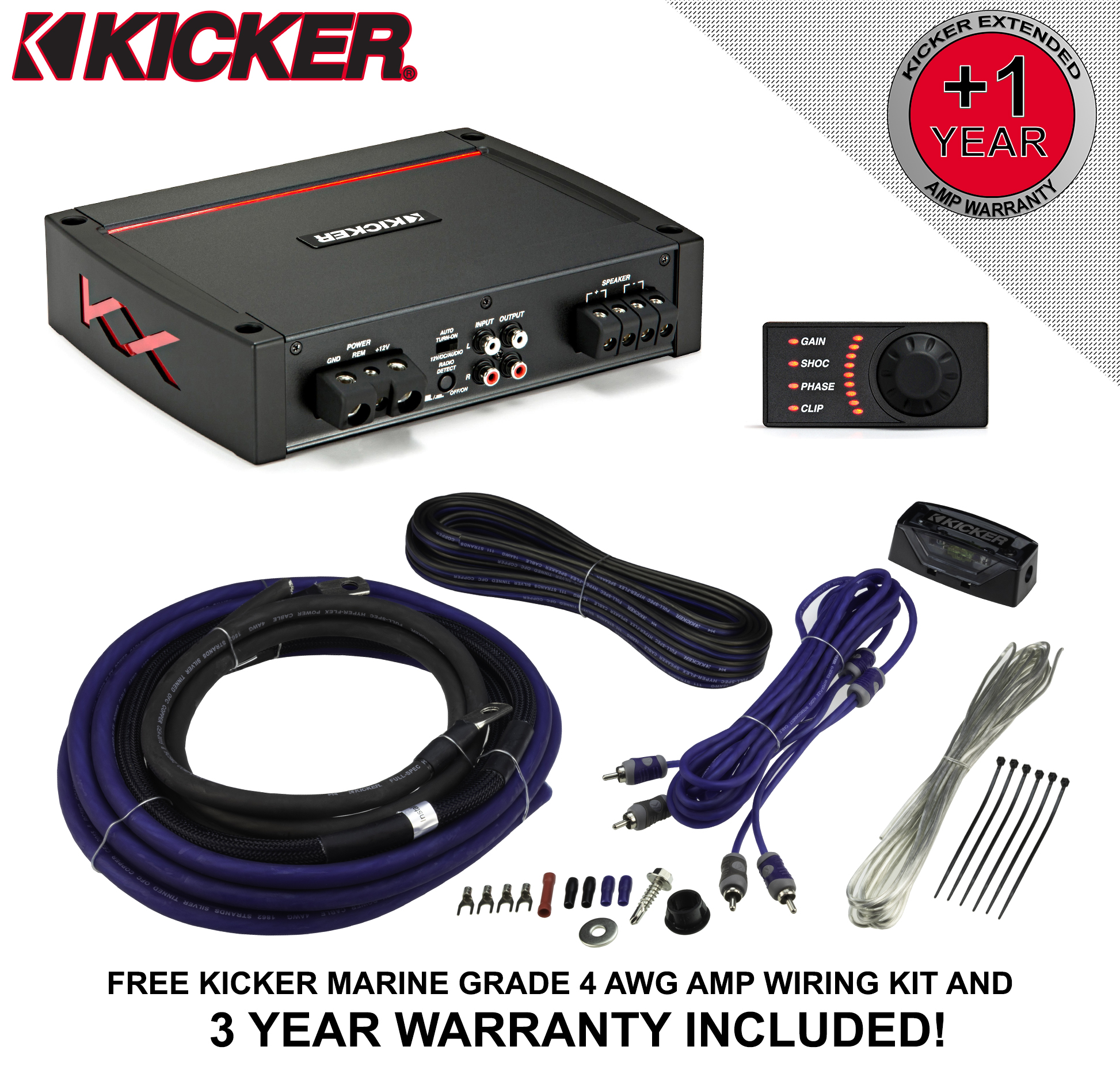 Kicker Kxa8001 Class D Monoblock Car Audio Amplifier Free 4 Awg Amp Kit 713034079194 Ebay