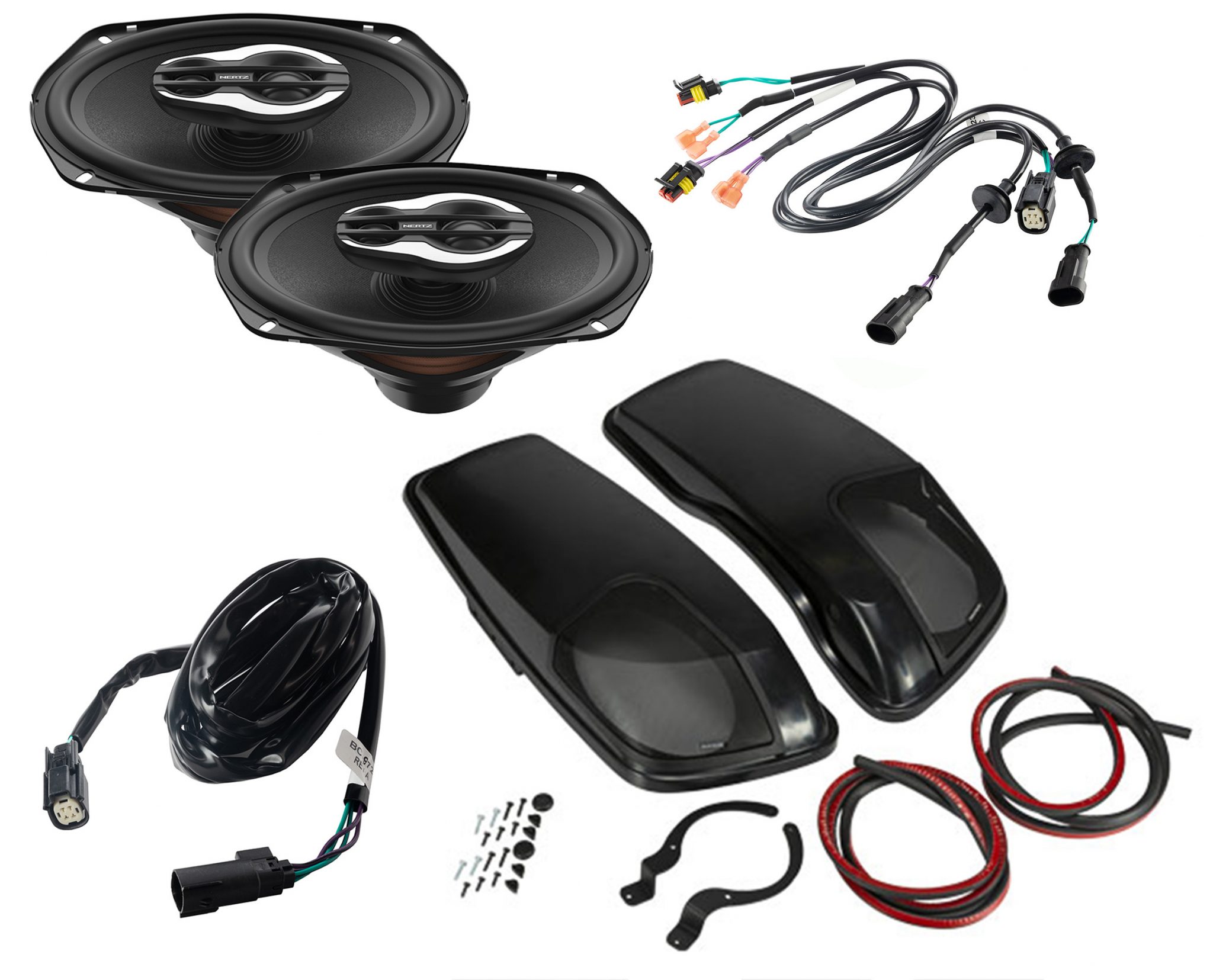 Hertz SX690NEO Speakers + Kicker Replacement Lid Package for Harley