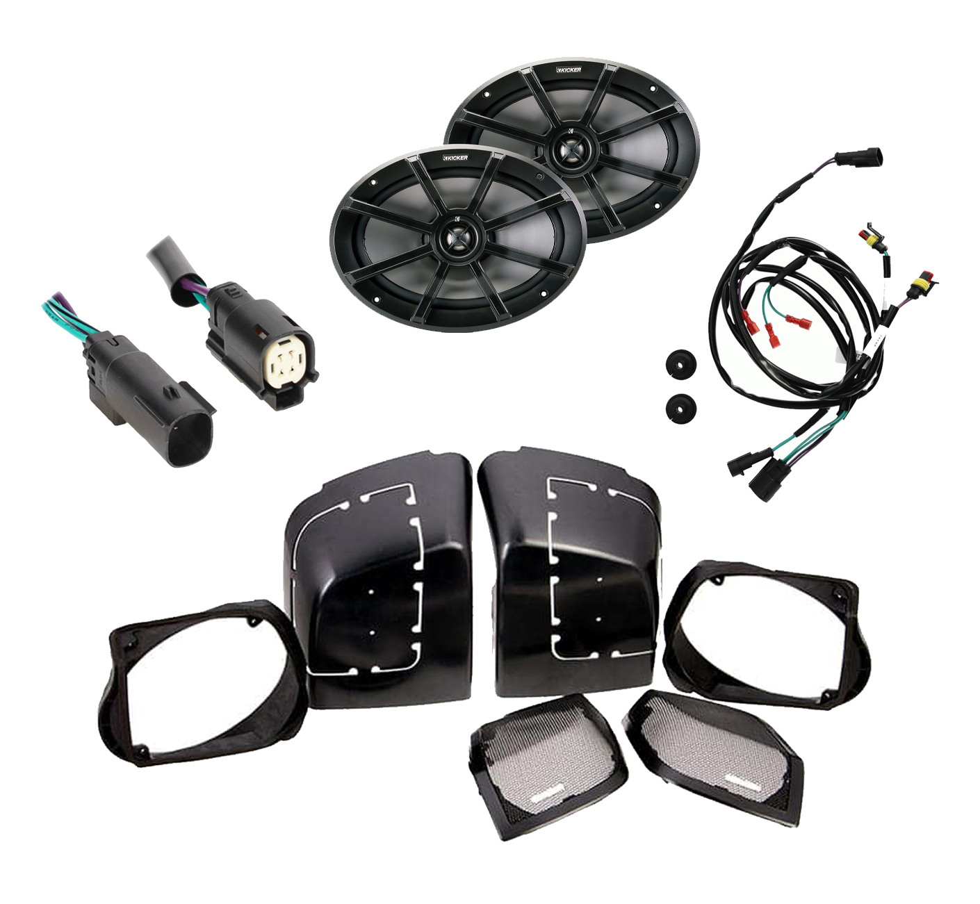 Kicker 40PS694 6×9″ Speakers & Precision Power HD14.SBS Cut Kit